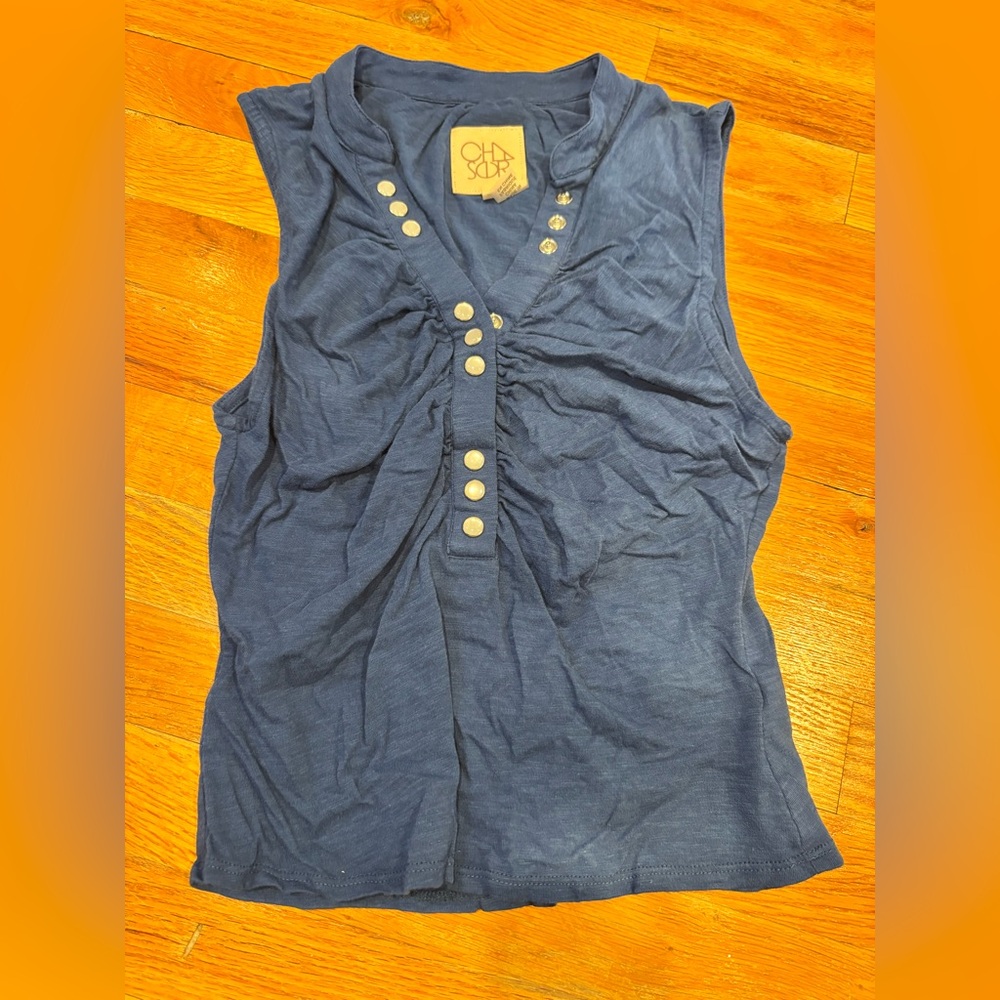 Chaser Blue Ruched Sleeveless Top